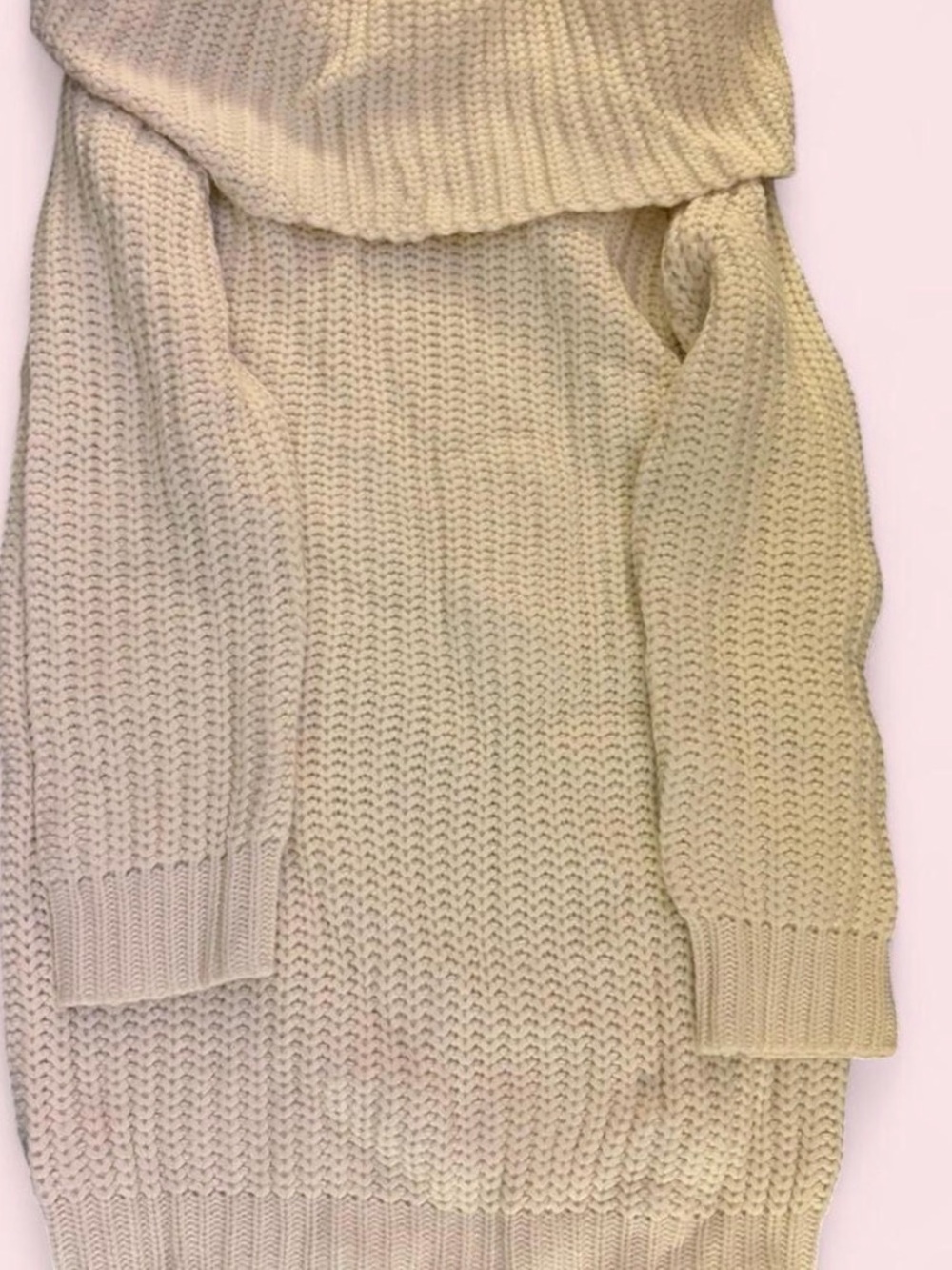 Cozy Cream Off-Shoulder Knit Sweater Dress